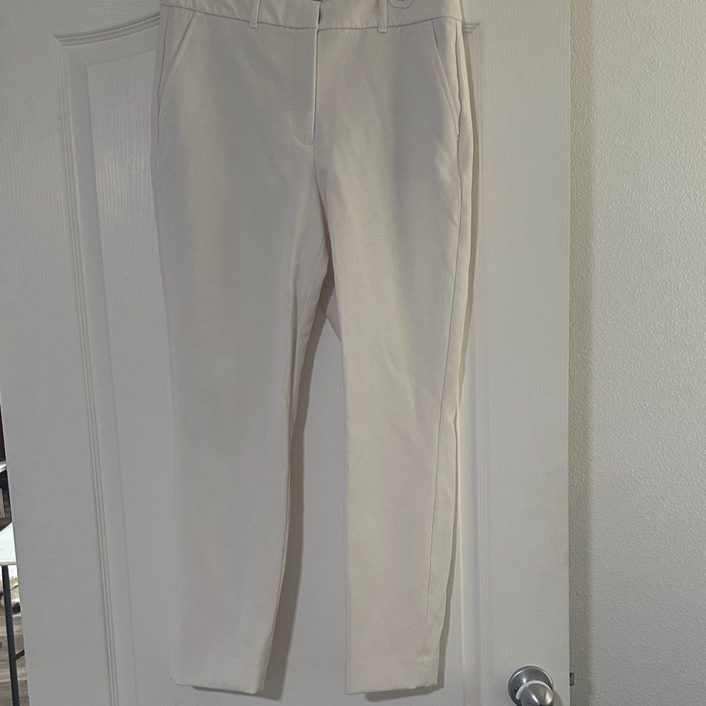 White House Black Market Cream Straight-Leg Pants